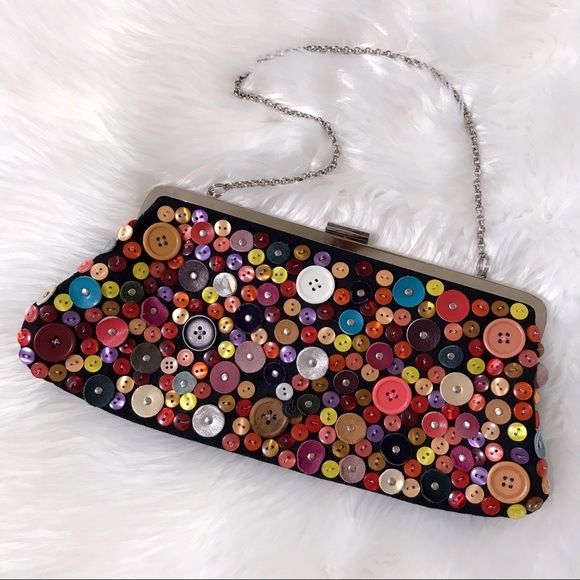 Aldo Handbags - Aldo Multicolor Button Purse/Clutch w/chain EUC